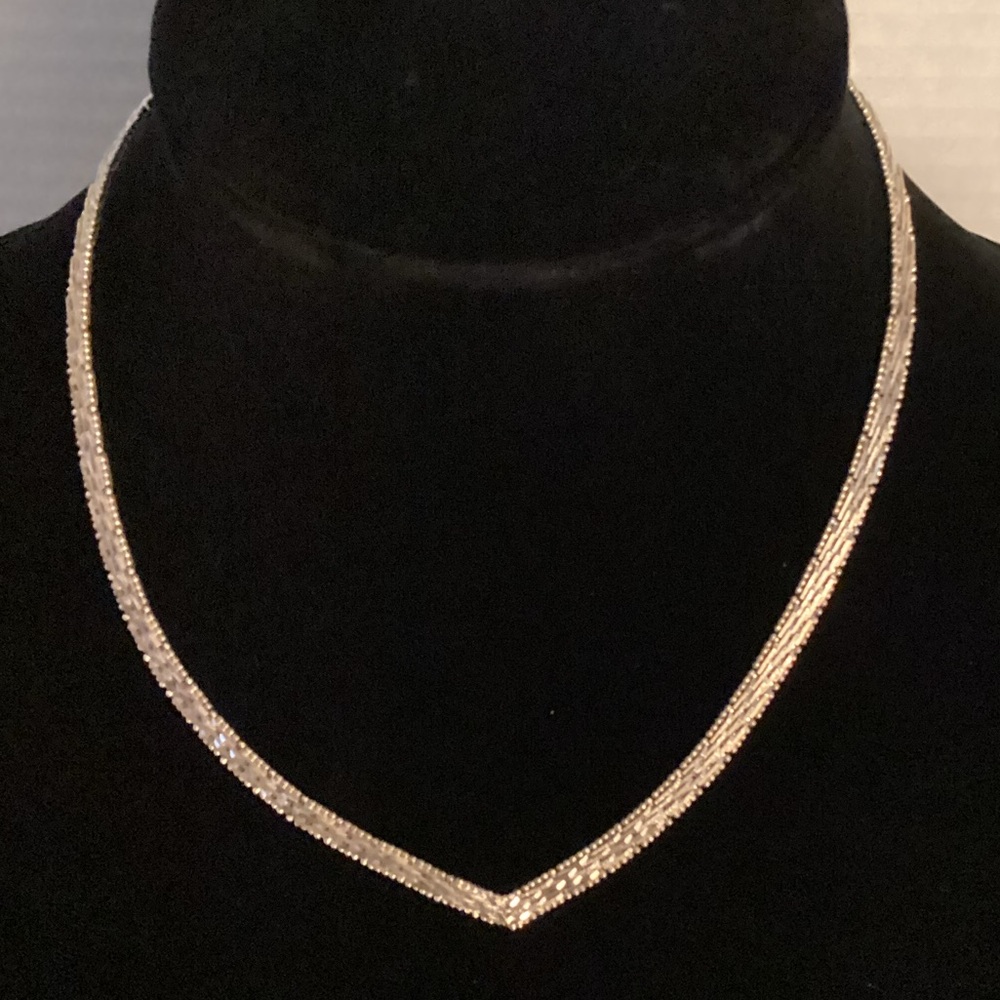 Elegant sterling Silver V-Neck necklace